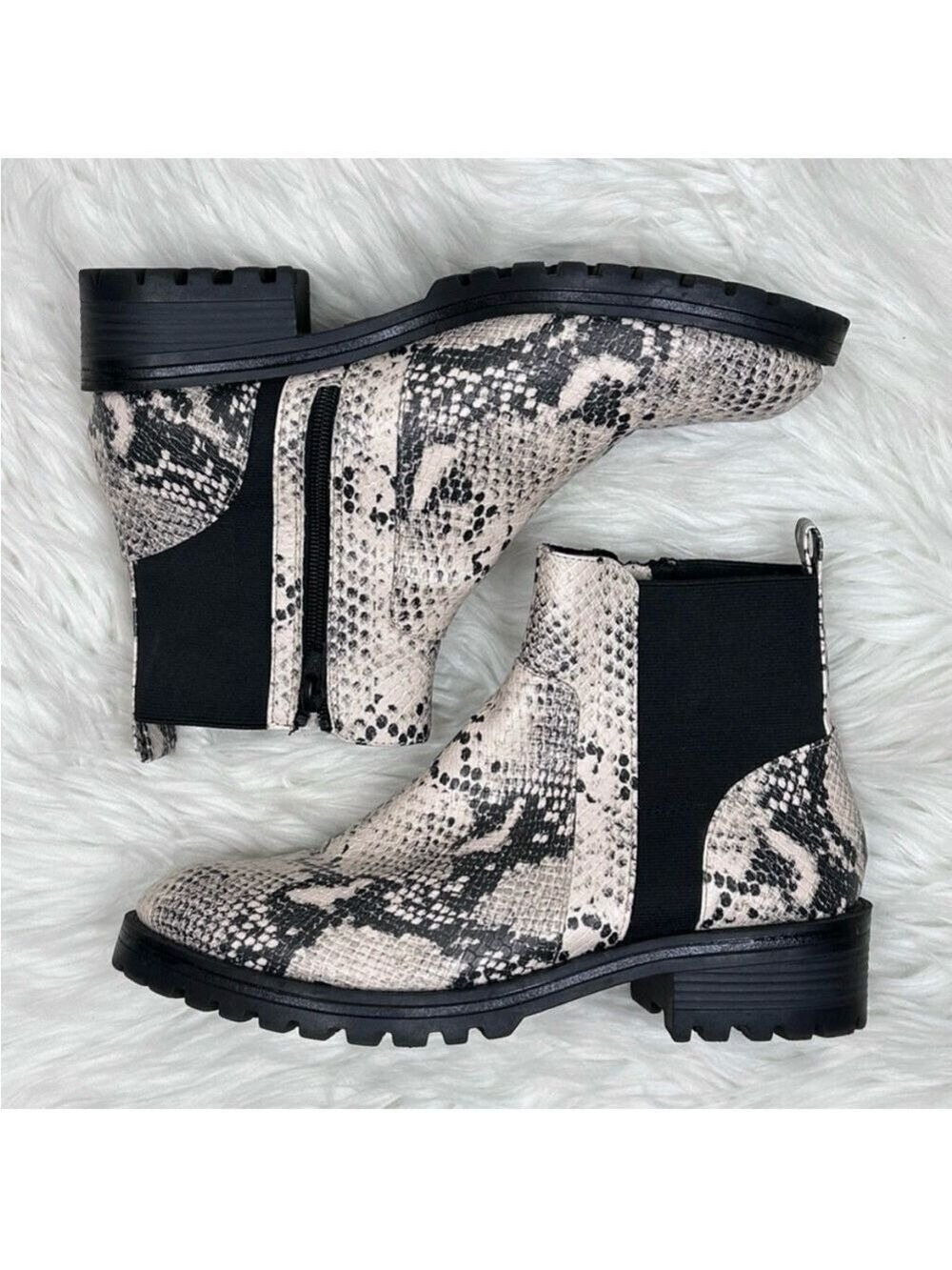 Universal Thread Black Cream Snakeskin Ankle Booties Size 10 - Picture 9 of 12